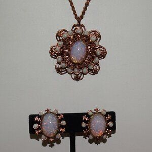 RETRO COPPER NECK & EAR W/ COPPER FLAKES IN MOONSTONE (LOOK)